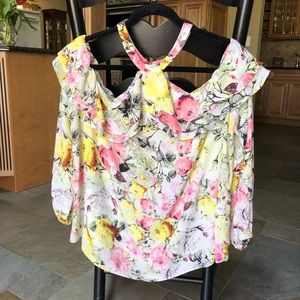 INC Cold Shoulder Ruffle Top